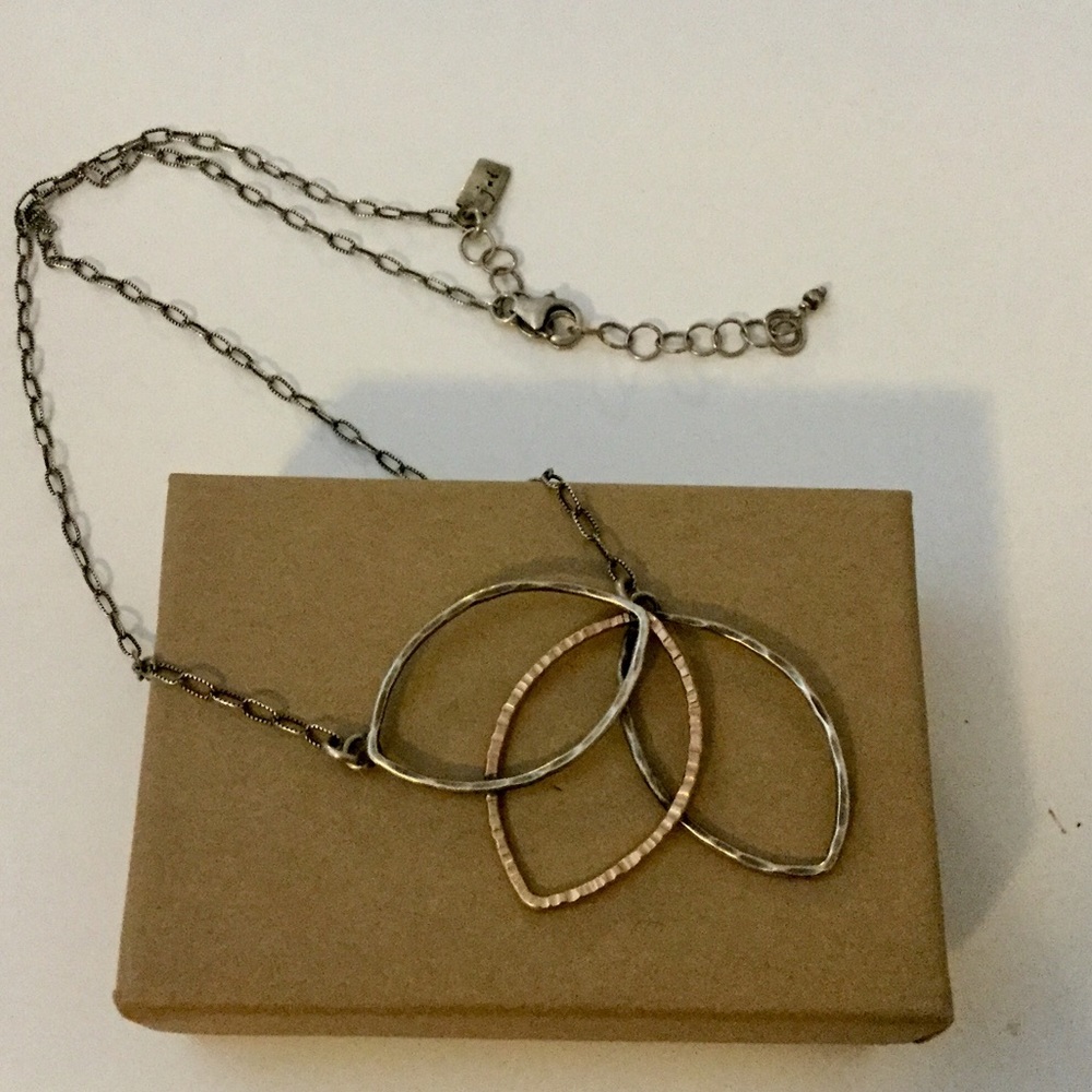 Gold and Sterling JAI Petal Necklace